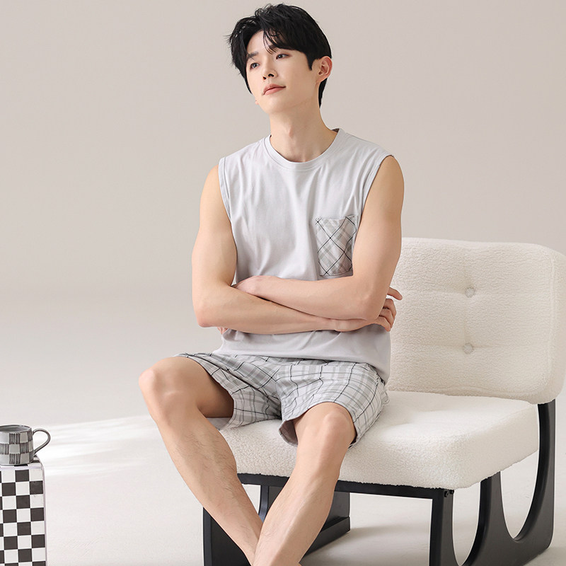 特大码背心短袖短裤睡衣男夏胖子莫代尔加肥加大码230斤250斤6XL