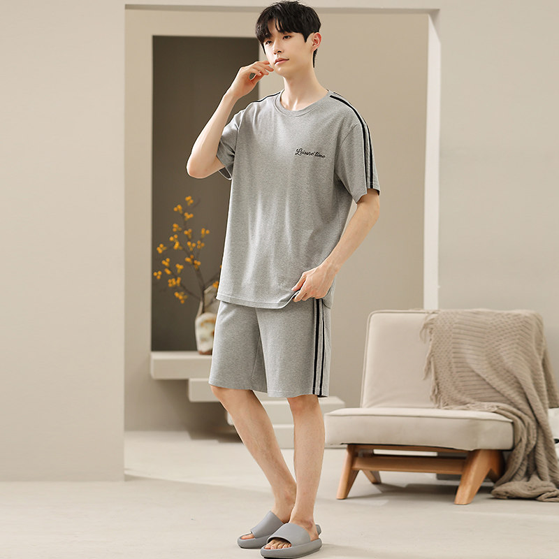 加肥加大莫代尔睡衣男夏季短袖短裤宽松套头特大码家居服250斤6XL