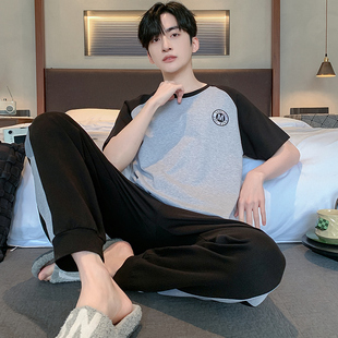 睡衣男款男士夏季胖GG纯棉200斤5XL230斤6XL短袖长裤特大码家居服