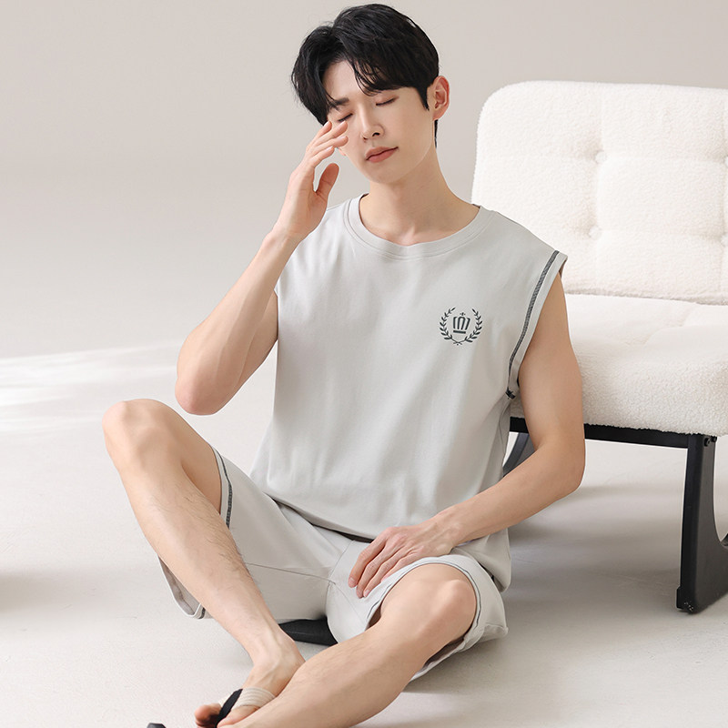 6XL莫代尔背心男夏短袖睡衣无袖加肥加大码230斤260斤肥佬套装5XL