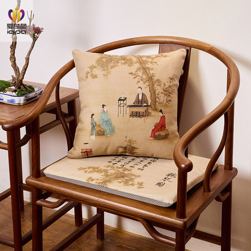 爱奇葩iqipa 宋徽宗瑞鹤图椅垫坐垫红木椅太师椅圈椅垫子靠枕抱枕