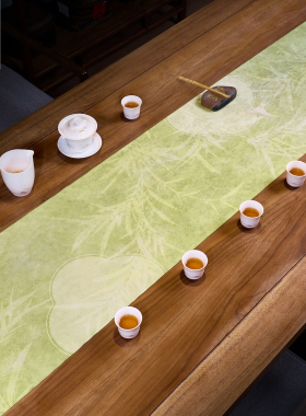 爱奇葩iqipa 春和景明桌旗新中式禅意茶台茶桌布防水茶旗绿色茶席