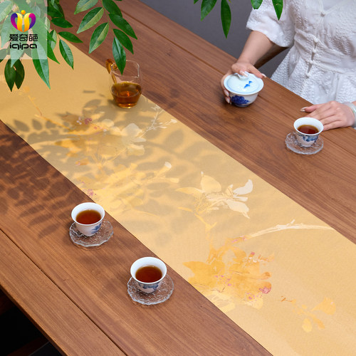 爱奇葩iqipa 金枝云渡茶席中式桌旗防水茶台桌布高级茶桌垫布茶旗