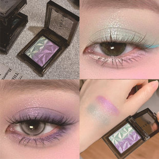 单色双拼爆闪紫色眼影盘小烟熏蓝色绿色珠光高光变色龙渐变眼影