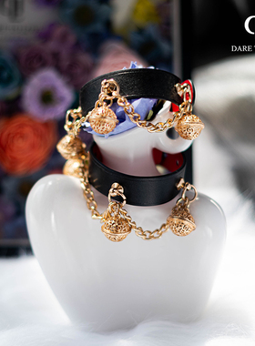 【DTL】纯皮手环Cosplay道具手铐牛皮脚环铃铛脚铐choker项圈