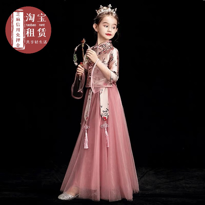 出租儿童汉服  女孩古典音乐表演古筝笛子演出名族风唐装租赁