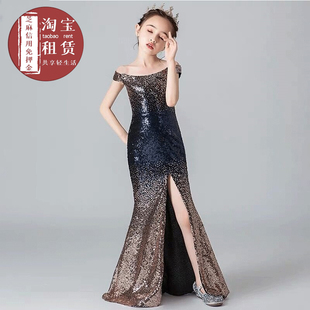 女童晚礼服租赁 女孩模特T台走秀时装主持高端礼服钢琴演出服出租