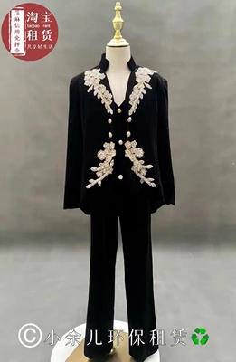 租男童轻奢丝绒燕尾款高端钢琴西装男孩主持人国潮走秀演出服租赁
