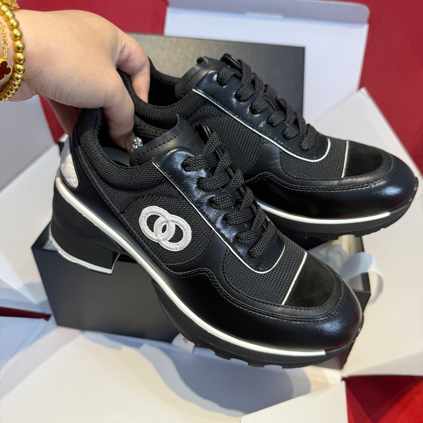 2026早春小香风厚底高跟粗跟运动鞋女真皮25k系带圆头增高休闲鞋,女鞋,时尚休闲鞋,淘宝优惠券,粉丝福利购,淘宝优惠卷