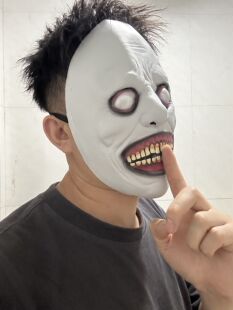 恐怖面具头套密室逃脱道具剧本杀恐怖发光万圣节驱魔人面具表演