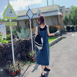 夏季新款设计感通勤A字裙女2025蓝色休闲时尚百搭牛仔背带连衣裙，女装连衣裙，浙宝179