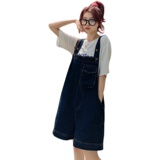 港风复古牛仔背带裤女夏2025新款小个子网红炸街慵懒风休闲连体裤，女装牛仔裤，浙宝179