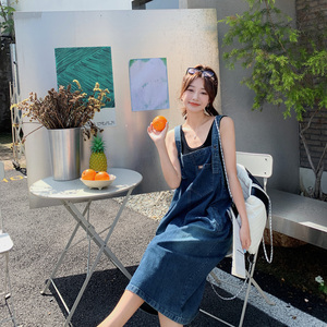 牛仔背带裙女夏季2024新款设计感减龄宽松显瘦连衣1632-P110-K158图片