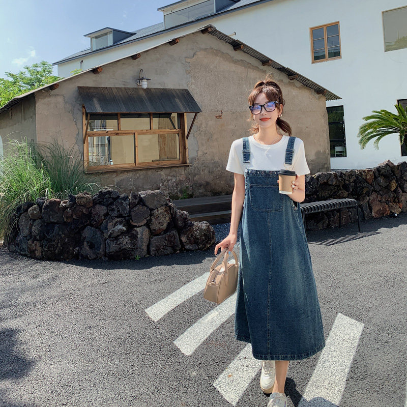 背带裙女夏季2023新款学院风洋气减龄宽松休闲长裙1631-P115-K168,女装连衣裙,浙宝179