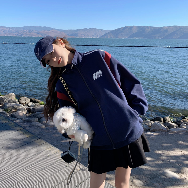 已固色加厚2023秋季新款撞色棒球服休闲外套女潮1639-P135-K198，女装卫衣/绒衫，浙宝179