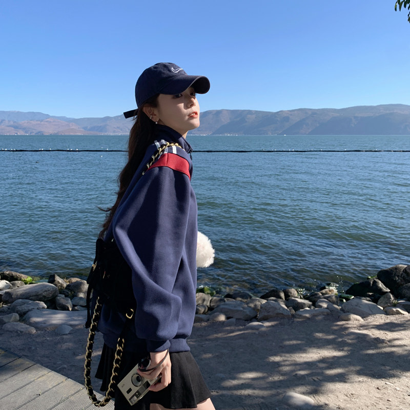 已固色加厚2023秋季新款撞色棒球服休闲外套女潮1639-P135-K198,女装卫衣/绒衫,浙宝179