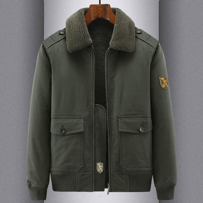 冬季加绒加厚多口袋棉服男