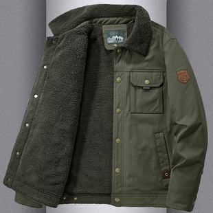 大码 棉衣外套男加绒加厚毛领棉服男士 棉袄防寒保暖衣服男 工装 冬季