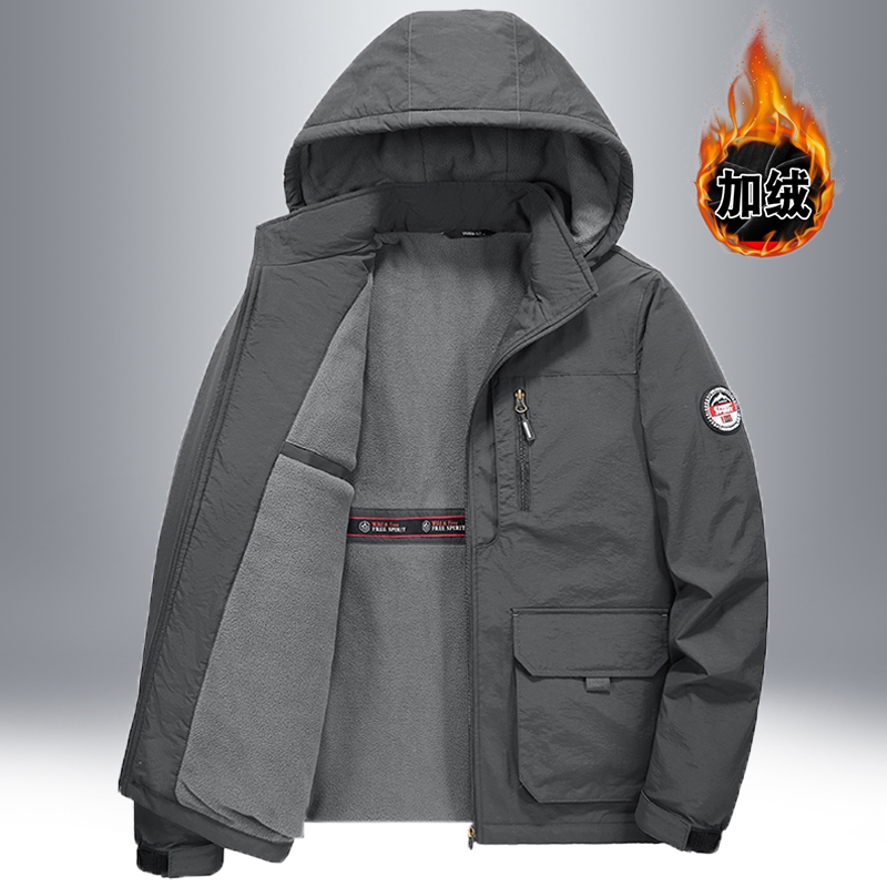 柏承立领秋冬宽松加绒夹克