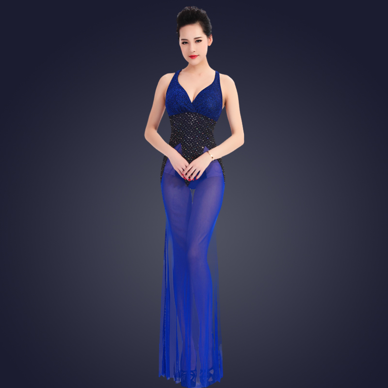 夜店性感鱼尾包臀长裙v领礼服