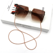 时尚 香槟色人造水晶手工口罩链条眼镜链女挂脖子耳机挂链挂绳复古