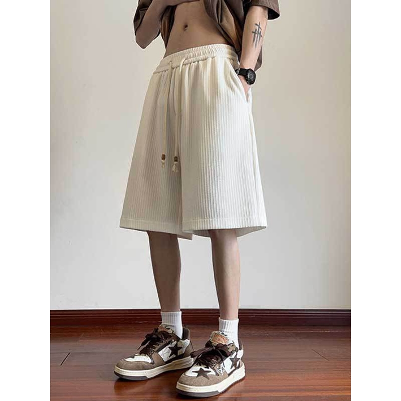 高级感冰丝短裤男款夏季美式休闲运动裤衩宽松潮牌痞帅速干五分裤