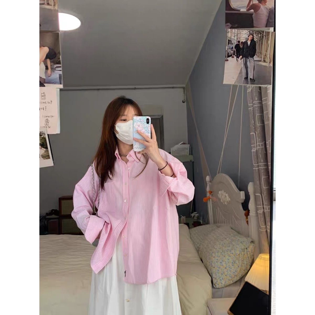 条纹复古衬衫女2024春秋新款韩系内搭叠穿衬衣设计感小众长袖上衣