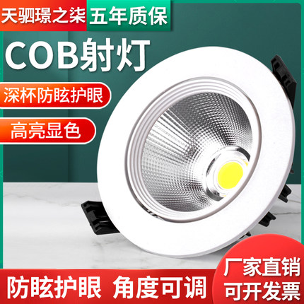 COB小射灯led天花灯牛眼灯嵌入式3W5W7W20W30W店铺走廊过道灯筒灯