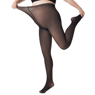 大码黑丝袜光腿神器女春秋冬款加绒加厚假透肉打底裤黑透肤连裤袜