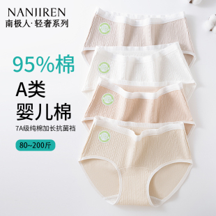加長襠中腰女士內褲 女士醫用級7A抗菌純棉底檔2025新款 南極人內褲