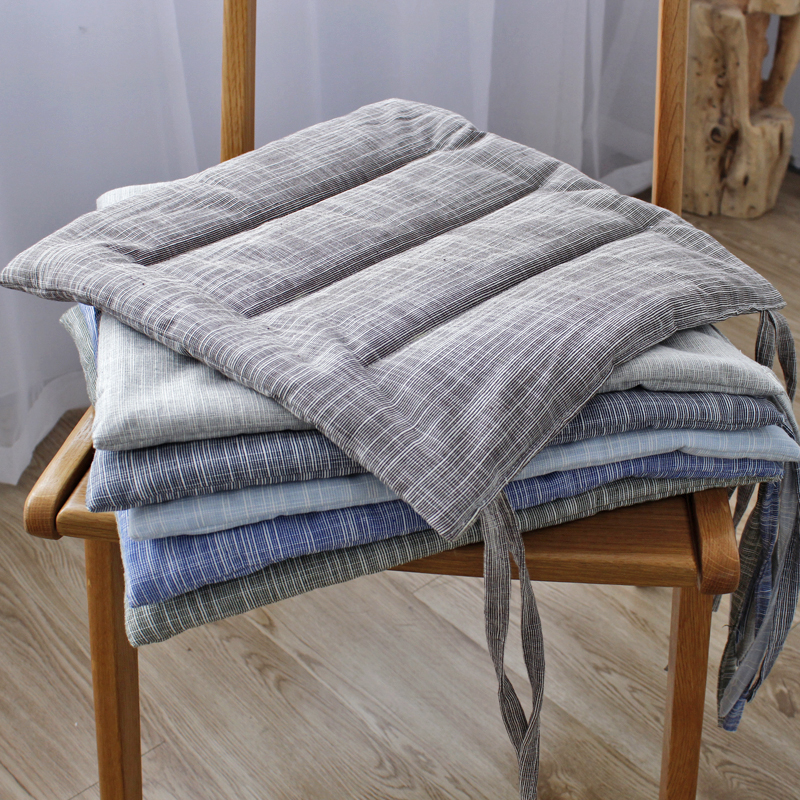 简约日式素色棉麻冬季多色坐垫