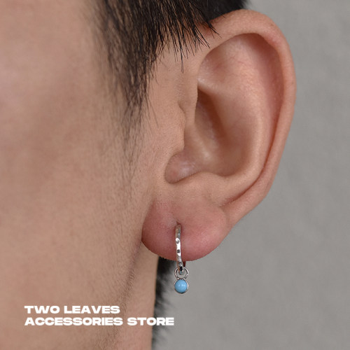 TWOLEAVESS925银绿松石挂坠耳环