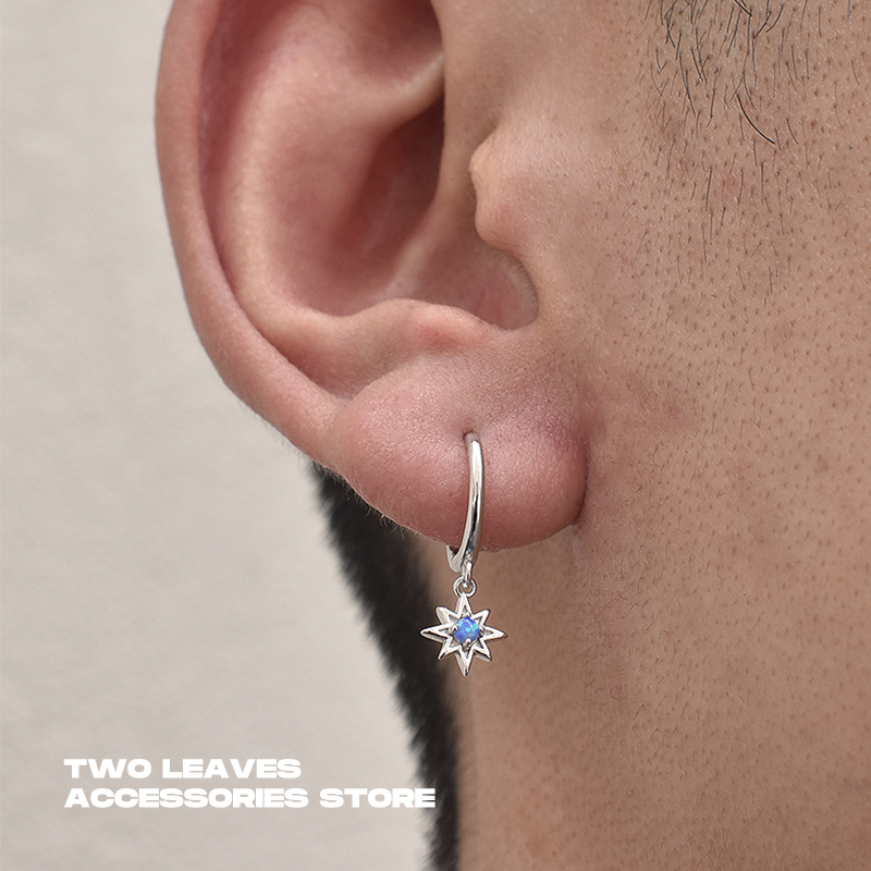 TWOLEAVES男女八芒星蓝澳宝耳环