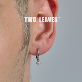 S925纯银挂坠珍珠耳环街头简约男女潮流时尚 TWO LEAVES 轻奢耳扣