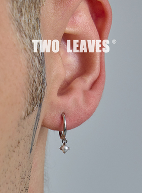 TWO LEAVES S925纯银挂坠珍珠耳环街头简约男女潮流时尚轻奢耳扣