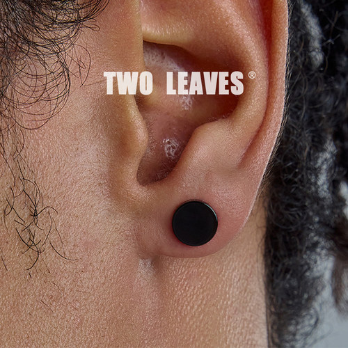 TWOLEAVESS925纯银黑玛瑙耳钉