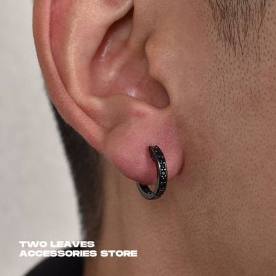 TWOLEAVESS925纯银黑色锆石耳环