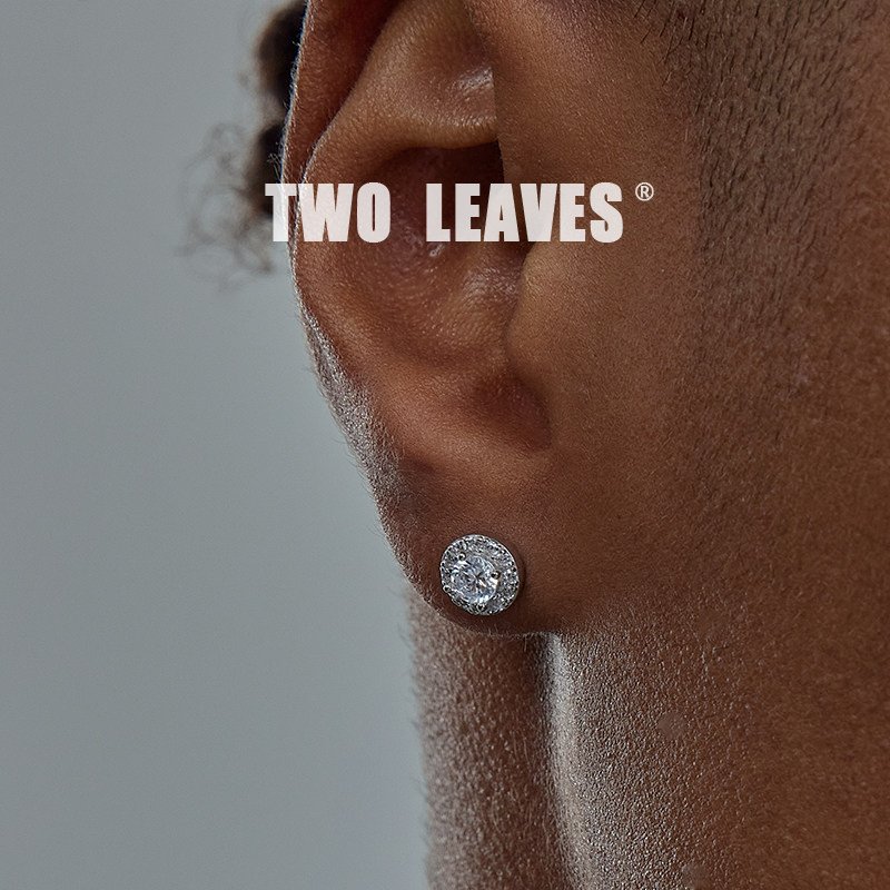 TWO LEAVES S925纯银欧美满钻耳钉百搭锆石街头嘻哈男女圆形耳饰,饰品/流行首饰/时尚饰品新,耳钉,淘宝优惠券,粉丝福利购,淘宝优惠卷