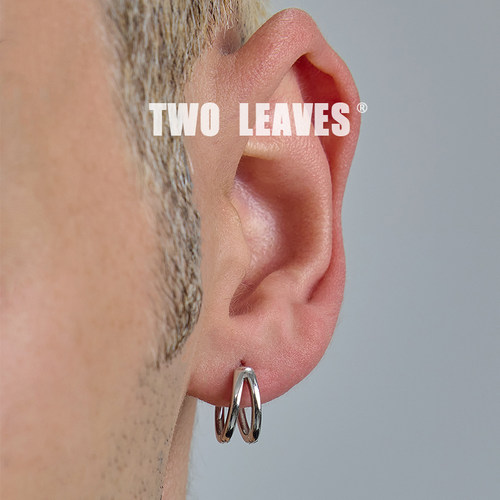 TWOLEAVESS925银双层双圈耳环
