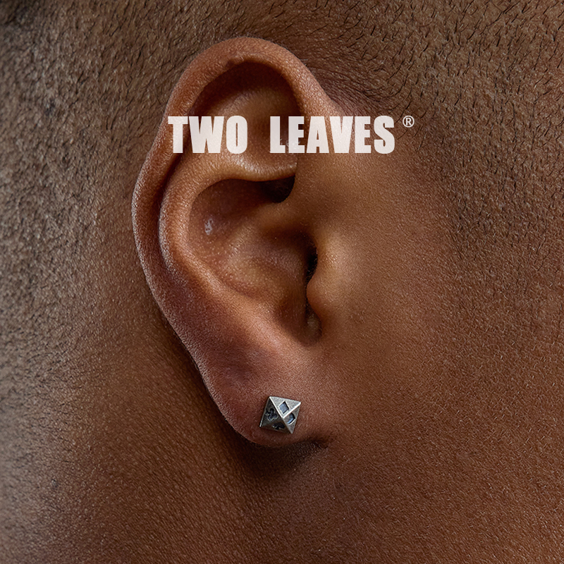 TWOLEAVES925纯银复古扑克耳钉