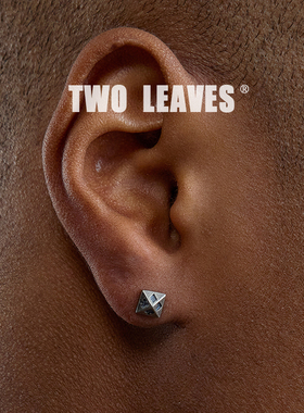 TWO LEAVES S925纯银复古扑克耳钉小众时尚男女款做旧暗黑风耳饰