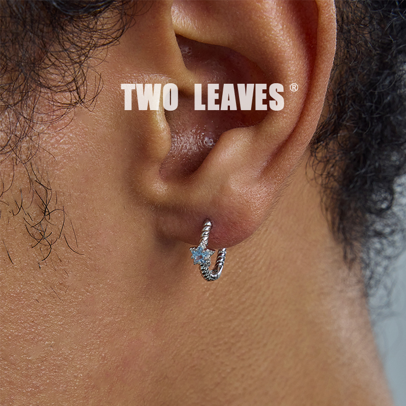 TWOLEAVES925银蓝色星星耳环