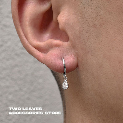 TWOLEAVES纯银男女水滴挂坠耳环