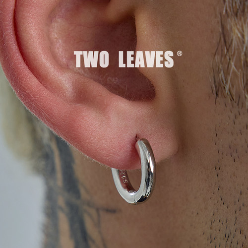 TWOLEAVESS925纯银加粗素耳环