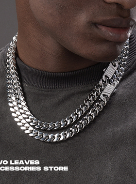 TWOLEAVES钛钢男女欧美潮古巴链