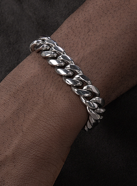 TWOLEAVES男女钛钢欧美古巴手链