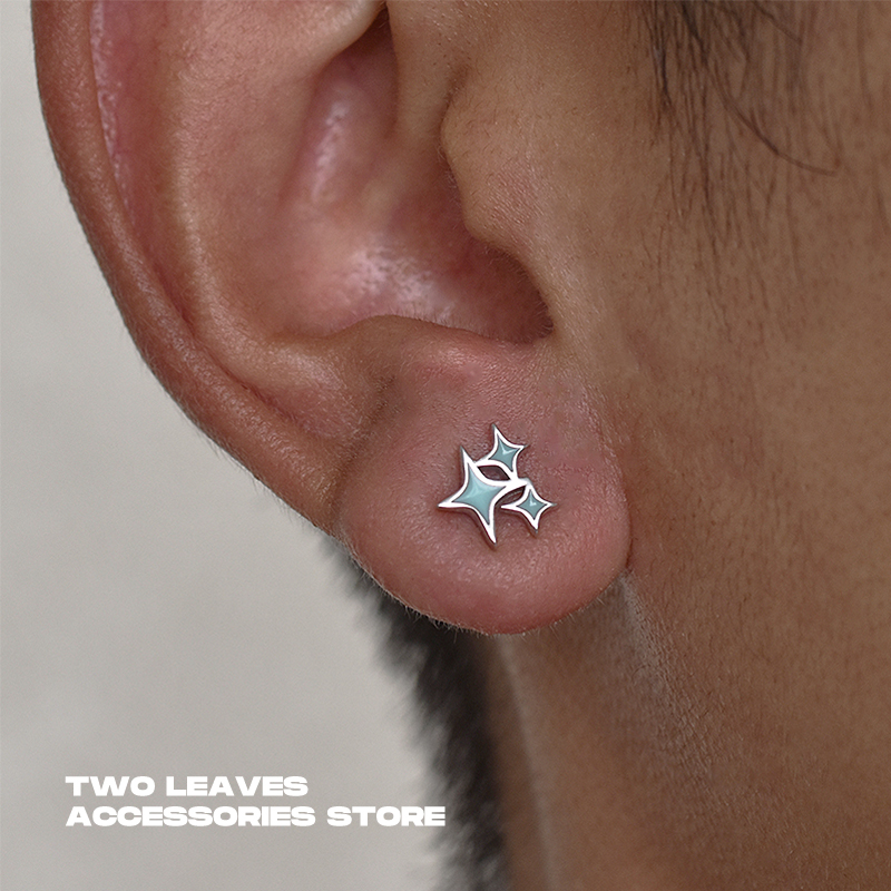 S925纯银四芒星时尚耳钉