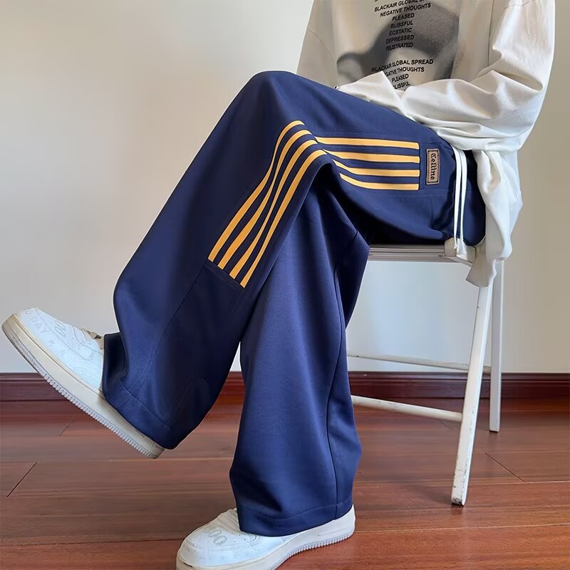 美式三条杠运动休闲裤男春秋高街男生裤子青少年重磅秋季直筒卫裤