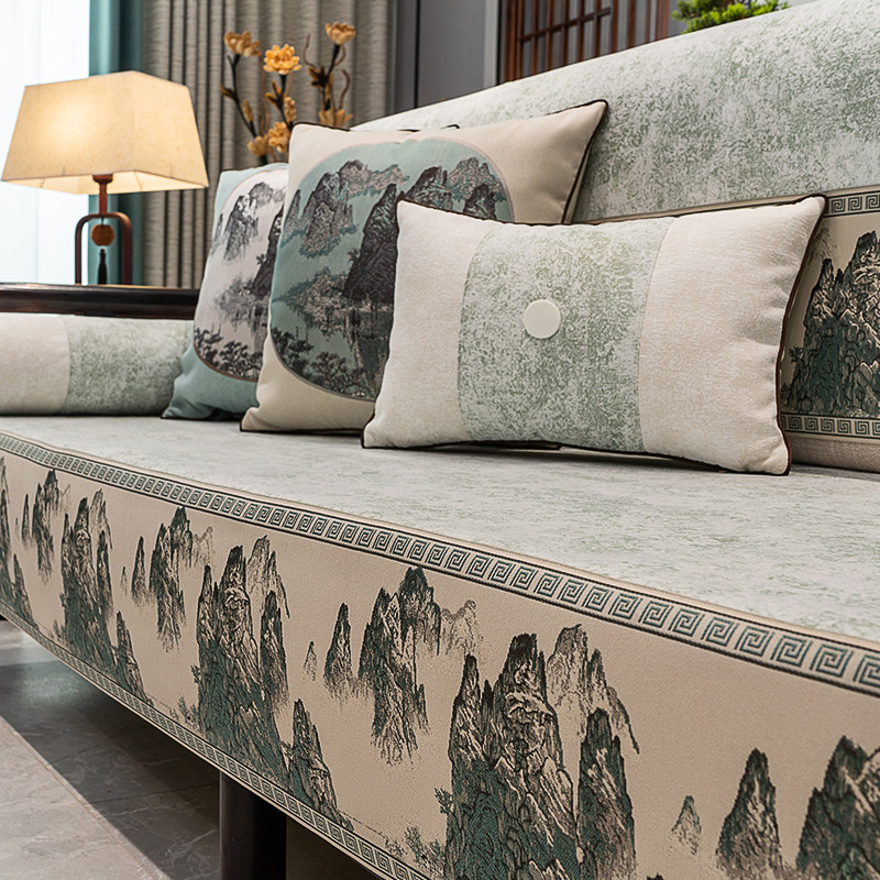 新中式沙发垫全包沙发套罩四季通用实木高档防滑盖布巾坐垫定制,居家布艺,沙发垫,淘宝优惠券,粉丝福利购,淘宝优惠卷