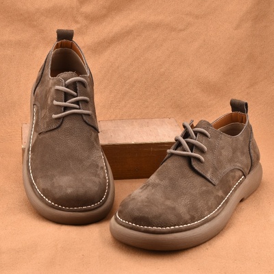 2025新款复古头层牛皮透气皮鞋百搭英伦软底休闲真皮宽脚大头男鞋